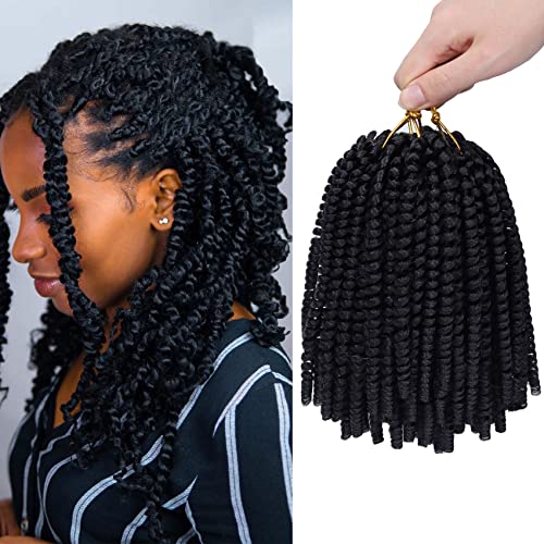 2 Pack Spring Twist Braiding Hair 8 Inch Spring Twist Hair for Faux Locs Butterfly locs Bomb Twist Hair Synthetic Fiber Fluffy Twist Crochet Hair for Women (1B#)