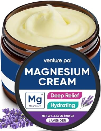 Venture Pal Magnesium Lotion, Topical Magnesium Cream for Sleep, Leg Cramps & Pain, Muscle Relaxation, Calm, Moisturizing Supplement with Coconut Oil, Shea Butter & Hyaluronic Acid, Safe for Kids