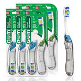 GUM Folding Travel Toothbrush, Compact Head + Tongue Cleaner, Soft Bristled Travel Toothbrushes for Adults, 2ct