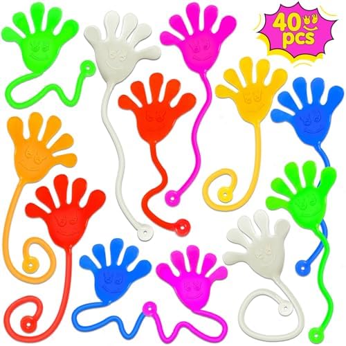 40PCS Sticky Hands for Kids Easter Egg Filler Basket Goodie Bag Stuffers Pinata Fillers Classroom Students Prizes Stretchy Treasure Box Toy Bulk Preschool Kindergarten Graduation School for Boys Girls