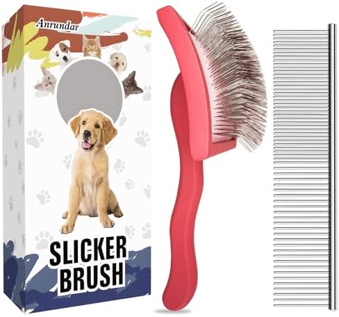 Dog Slicker Brush for Goldendoodles & Golden Doodle Brush for Grooming Kit - Dog Brush for Goldendoodle, Labradoodle, Poodles - Pet Hair Brush for Medium & Long Haired Dogs - Large(Red)