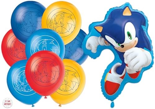 Sonic The Hedgehog Latex and Foil Balloons Set, Multicolor