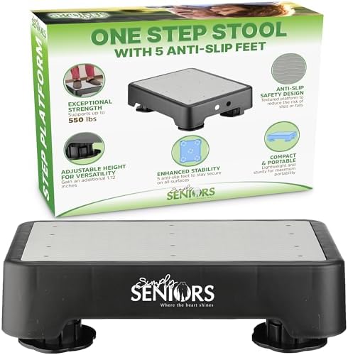 Small Step Stools for Adults - Small Mobility Aid for Seniors - Portable Heavy Duty Plastic Step Platform & Bed Steps for High Beds for Adults - Assist Device for Kitchen Bathroom Toilet - Kids Stool