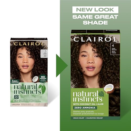 Clairol Natural Instincts Demi-Permanent Hair Dye, 4RV Dark Burgundy Hair Color, Pack of 3