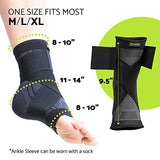 GARNO Ankle Brace Compression Sleeve with Adjustable Straps, Arch Support & Foot Stabilizer, Elastic Wrap for Plantar Fasciitis, Achilles Tendonitis Recovery, Sports Bandage Sock; Men, Women