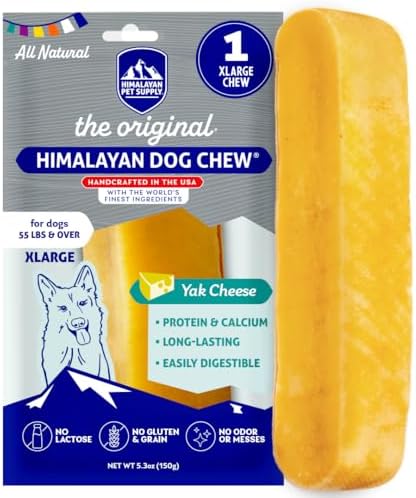 Himalayan Dog Chew Original Yak Cheese Dog Chew, 1 X-Large Stick, 5.3 oz, Gluten Free, Healthy Dog Treats, Grain & Lactose Free 100% Natural, Long Lasting Dog Chews for Dogs Over 55 lbs