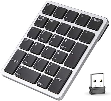 havit Wireless Number Pad, USB Numeric keypad 26 Key Portable Mini 2.4GHz Financial Accounting Rechargeable Number Keyboard for Laptop,Computer, Desktop, PC, Surface Pro,Notebook (Silver)