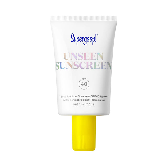 Supergoop! Unseen Sunscreen - SPF 40 - Clear & Invisible Face Sunscreen + Broad Spectrum + Makeup-Gripping Primer - Weightless, Scentless, Oil Free - For All Skin Types & Tones - 0.68 fl oz