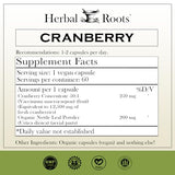 Herbal Roots Extra Strength Cranberry Pills for Women & Men with Organic Nettle | Urinary Tract Health | 60 Vegan Capsules