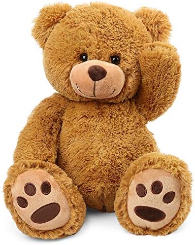 LotFancy Teddy Bear Stuffed Animals, 20 inch Brown Soft Cuddly Stuffed Plush Bear, Cute Stuffed Animals Toy with Footprints, Gifts for Kids Baby Toddlers on Baby Shower, Easter Decoration