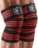 Mava Sports Knee Wraps (Pair) for Men & Women | Ideal for Cross Training, WODs, Gym Workouts, Weightlifting, Fitness & Powerlifting | Knee Straps for Squats | 72" Compression & Elastic Support