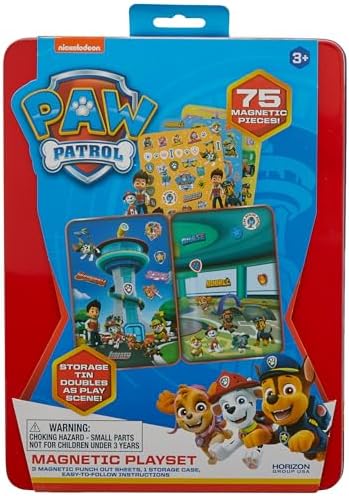 Paw Patrol Magnetic Playset, 75 Mix & Match Dress Up Magnets, 2-in-1 Storage Tin & Play Space, Fun Paw Patrol Toy for Kids 3 & Up, Great Travel Activity for Kids and Toddlers, Paw Patrol Activities