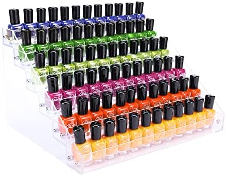 Acrylic Nail Polish Organizer Rack, 6 Tier Holder Stand, Paint Rack Gel Nail Polish Shelf Display, Sunglass Organizer, Essential Oils Storage Shelf, Holds Up to 72 Bottles