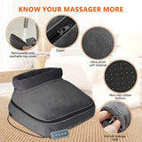 Neuksso Shiatsu Foot Massager Machine, 2-in-1 Foot and Back Massager with Heat, Kneading Foot Massager with 3 Adjustable Heating Levels, 15/20/30 Mins Auto Shut-Off Foot Warmer for Home/Office (Gray)