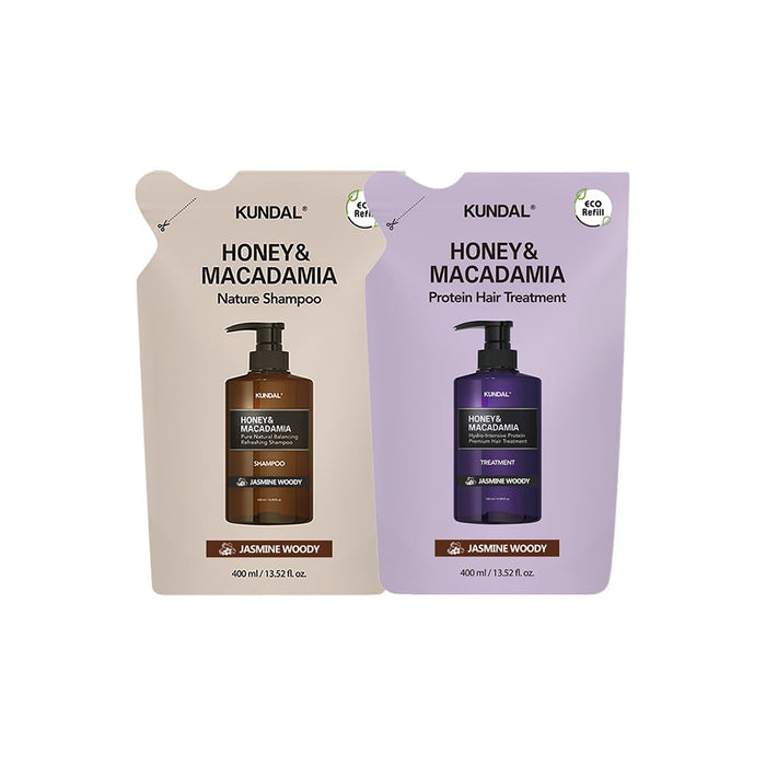 [KUNDAL] [Premium Hair Care Refill Set] Shampoo Refill 400ml & Treatment Refill 400ml Jasmine Woody