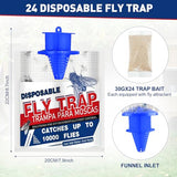 Qualirey 24 Pcs Hanging Fly Trap Outdoor Home Fly Bags Outdoor Disposable Fly Killer with Natural Attractant Large Fly Trap Bag Flying Insect Trap for Backyard Balcony Patio Camping (Blue)