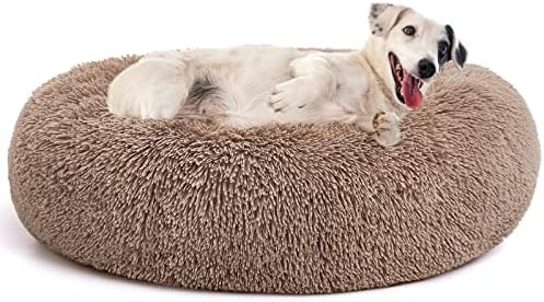 MIXJOY Orthopedic Dog Bed Comfortable Donut Cuddler Round Dog Bed Ultra Soft Washable Dog and Cat Cushion Bed (20''/23''/30'') (30'', Brown)