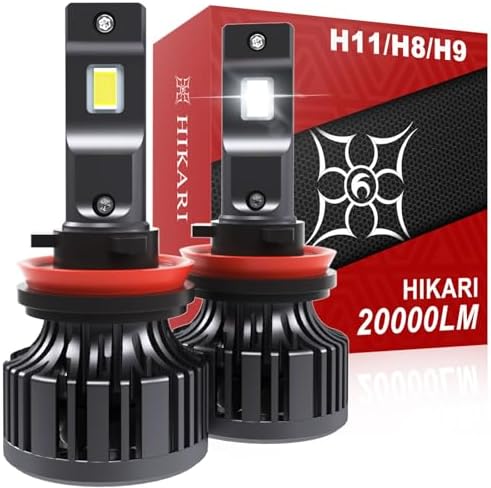 Hikari 2025 20000LM H11/H8/H9 LED Bulbs, 45W Upgraded Core-12 Chips, High Lumens Kit, 6000k Cool White, IP68 Waterproof, H16 Foglight