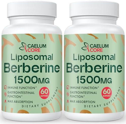 Liposomal Berberine HCL - Berberine 1500mg Activates AMPK & GLP-1, High Bioavailability Berberines Supplement for Women and Men, Berberine Plus Overall Health Support (2 Pack)