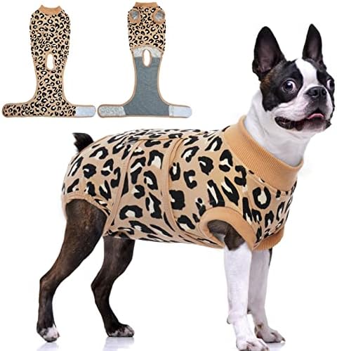 FUAMEY Recovery Suit for Dogs After Surgery,Soft Breathable Dog Bodysuit E-Collar & Cone Alternative Surgical Suit,Male Female Dog Neuter Spay Suits Anti Licking Wounds Onesie Brown Leopard M