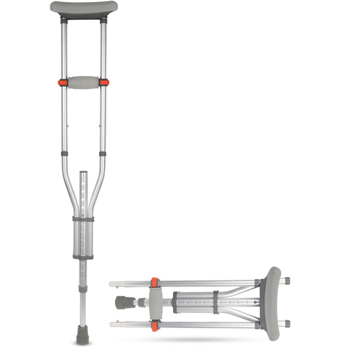 Huark Warno Lightweight Underarm Crutches with Height Adjustment up to 300 LBS, Aluminum Walking Aid for Teens to Adults Range 4’6”– 6’6”, with Underarm Pad and Hand Grip,1Piece (Gray, Triangle)
