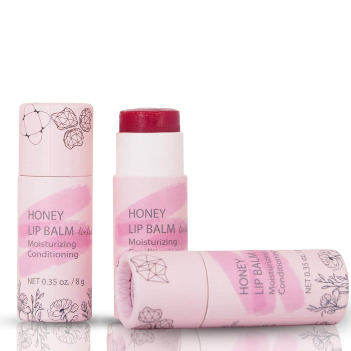 Natural Honey Lip Balm - for dry, chapped lips |100%-grassfed Beef Tallow, Organic Raw Honey & Argan Oil - Ultra Moisturizing, Conditioning, All natural, Organic - 3 Pack (3x0.28 oz) (Tinted, 3)