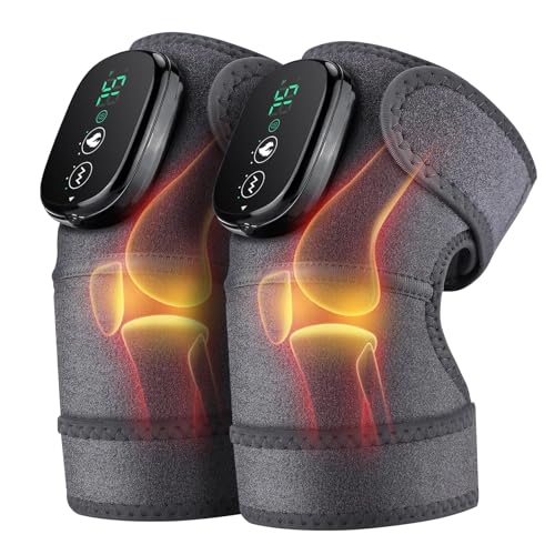 NORTHERN BROTHERS Cordless Knee Massager for Pain Relief, Knee Heating Pad with 3 Heat 3 Vibration, Adjustable Heated Knee Brace for Knee Shoulder Elbow, Gifts for Men Women