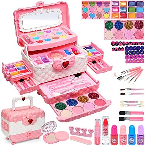 Kids Makeup Kit for Girl - Toys for Girls Washable Make Up for Little Girls,Non Toxic Toddlers Cosmetic Kits,Child Play Makeup Toys for Girls, Age 4-12 Year Old Children Gift