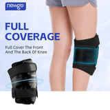 NEWGO Ice Pack for Knee Replacement Surgery, Reusable Gel Cold Pack Wrap Around Entire Knee for Knee Injuries, Pain Relief, Swelling, Bruises (Black)