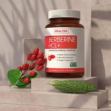 Berberine Supplement (Non-GMO & Vegetarian) Berberine HCL Plus Bitter Melon & Banaba Leaf Extract Capsules - Berberine 500mg Each, 1000mg Per Serve - AMPK Metabolic Activator - 120 Caps (No Pills)