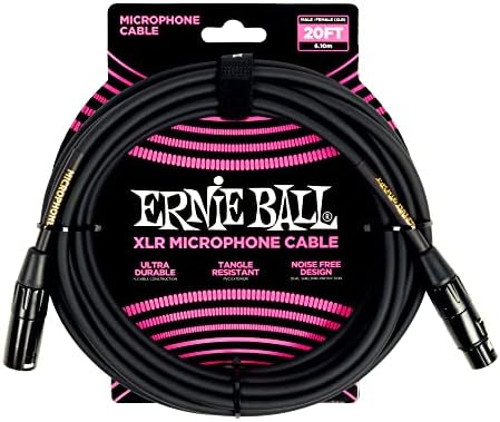Ernie Ball XLR Mircrophone Cable, 20ft, Black (P06388)