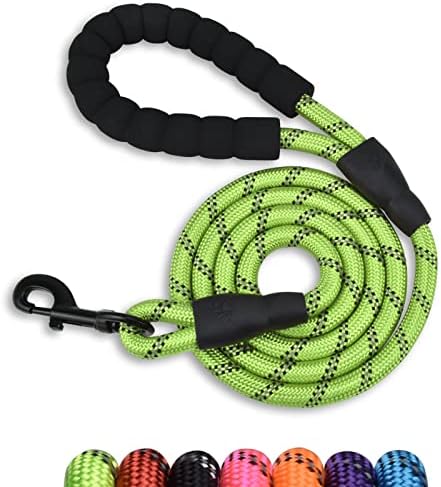 5/6 FT Strong Pet Dog Leash with Soft Padded Handle,Highly Reflective Rope for Night Walking,360-Degree Rotating Metal Buckle Without Tangles,Suitable for Small,Medium and Large Dogs.(6ft)