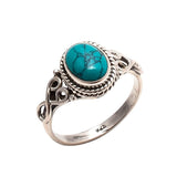 Turquoise Stone Ring 925 Sterling Silver Statement Ring For Women Handmade Rings Gemstone Christmas Promise Ring Size US 8 Gift For Her