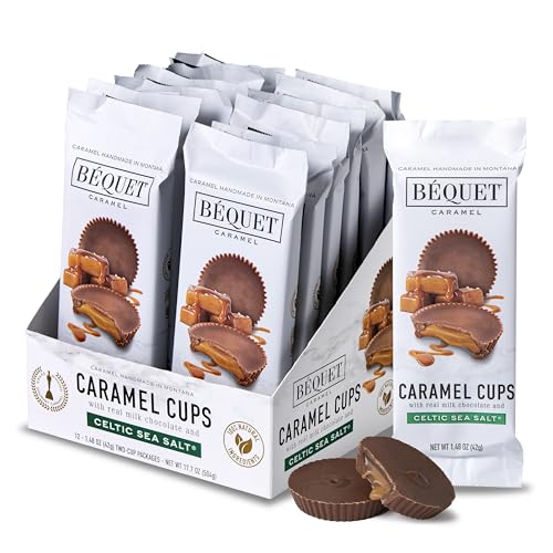 Béquet Caramel - Chocolate Covered Caramel - Milk Chocolate Caramel Cups - Gourmet Chocolate and Caramel Candy - Caramel Made in Montana - Gluten Free - 12 Pack (2 cups each)