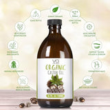 Pure Castor Oil Organic Cold Pressed Unrefined Glass Bottle-Castor Oil Wrap with 100% Cotton Flannel-Organic Castor Oil Pack Wrap-Waist & Neck Castor Oil Packs -Castor Oil Hexane Free.