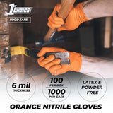 1st Choice 6 mil Mechanic Gloves, Nitrile Gloves Disposable Latex Free - XL Box of 100 Orange Nitrile Disposable Gloves