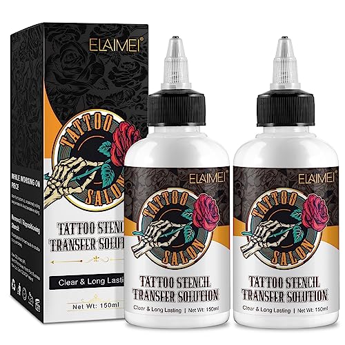 2 Pack Tattoo Stencil Transfer Gel Solution, Professional Tattoo Stencil Gel, Stencil Magic Cream, Tattoo Application Solution for Transfer Paper Machine Stencils, Clear & Long-Lasting
