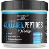 Intentionally Bare Collagen Powder Unflavored - Collagen Peptides Powder with Biotin & Hyaluronic Acid - Non-GMO & Grass Fed Collagen Protein Powder with 10g Protein - Keto Collagen Powder 40 Servings