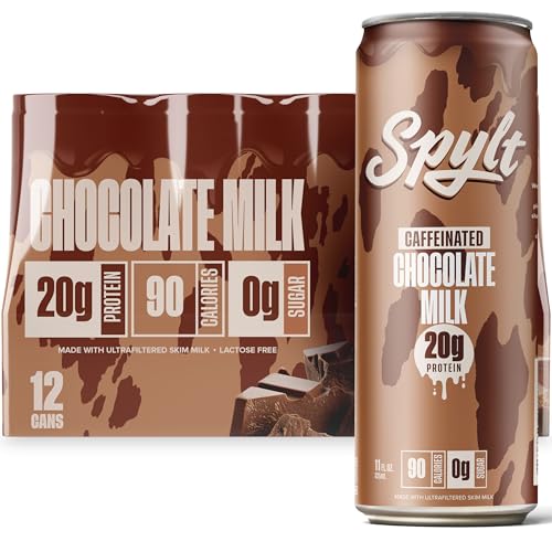 High Protein Chocolate Milk with 60mg Caffeine & 20g Protein - Ready to Drink, Sugar Free, Lactose Free Milk, Perfect for Workout Recovery & Afternoon Pick Me Up - 12 Count