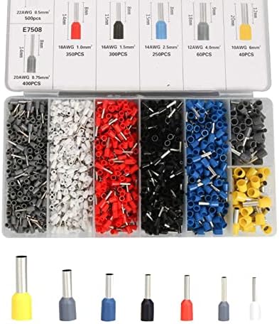 Fidioto 1900pcs Wire Ferrules Terminals Kit, AWG 22-10 Terminal Connector Wire Insulated Cord Pin Ends Terminals for Electric, Industrial, Power Control System, etc.