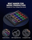 Fesley MIDI Pad Beat Maker, USB MIDI Keyboard Controller With 16 Drum Pads for Beginner, 2 Assignable Fader & Knobs, Note Repeat & Full Level Buttons, Portable Beat Machine for Music Making