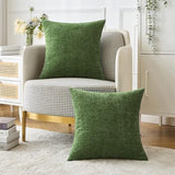 MIULEE Christmas Pack of 2 Couch Throw Pillow Covers 18x18Inch Soft Moss Green Spring Chenille Pillow Covers for Sofa Living Room Solid Dyed Pillow Cases