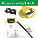 Mouse Trap Bucket Lid 2 Packs, Bucket Lid Mouse Rat Traps, Humane Mouse Rat Traps for Indoor Use, Automatic Reset Flip and Slide Mouse Trap, 5 Gallon Bucket Compatible