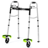 OasisSpace Walkers for Senior, Folding Walker with 5" 360° Wheels, Tri-Fold Design, Narrow and Lightweight, Supports up to 300 lbs for Seniors, Adult, and Disabled