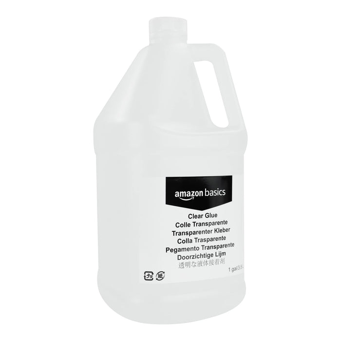 Amazon Basics All Purpose Washable Clear Liquid School Glue for Making Slime, Paper, Cardboard, Wood, Craft Projects, 128 fl oz