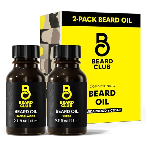 Beard Club Duo Pack: Premium Cedar & Sandalwood Beard Oils for Men - Natural Moisturizer, Conditioner - Hydrates, Softens, Strengthens Hair Follicles & Soothes Skin - For All Beard Types