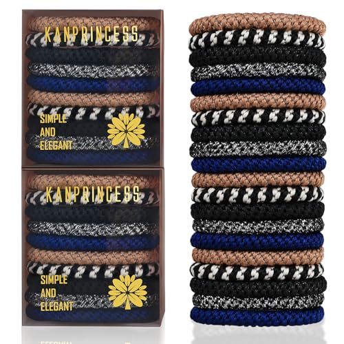 20Pcs Hair Ties For Thick Hair, Strong Stretchy Hair Bands For Women Girls, No Slip Braided Hair Ties No Damage, Ponytail Holders-Exceptionally Secure with Gentle Hold (Set 3)