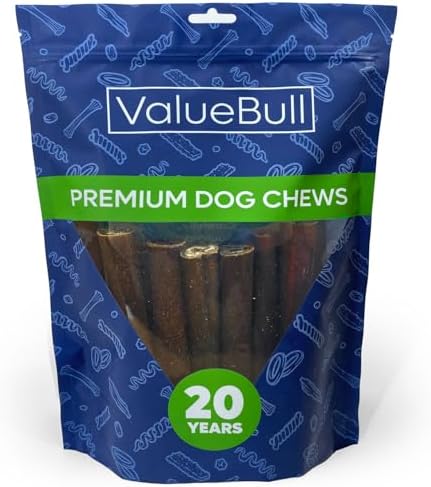 ValueBull Collagen Sticks for Dogs, Bully Sticks & Rawhide Alternative, Jumbo 6 Inch, 25 Count - Natural & Safe, Single Ingredient, Long Lasting, Healthy for Hip & Joint, Skin & Coat