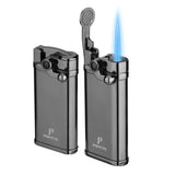 PIPITA 2pcs Torch Lighter Windproof Cigar Lighter Jet Single Flame Cigarette Lighter, Adjustable Flame and Refillbale Fuel Metal Lighter (Butane Not Included) (Lighter)