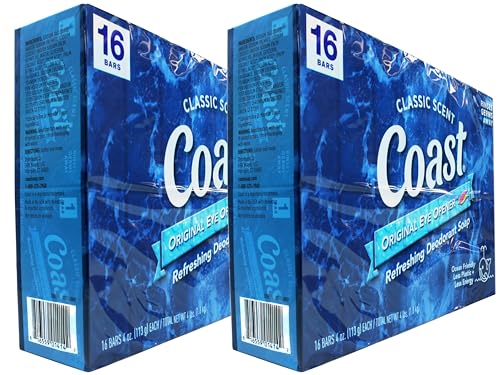 Coast Deodorant Soap Bars Classic Pacific Force Scent, 8 Count (Pack of 4)